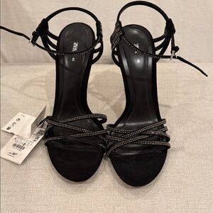 Zara Elegant Black Strappy Heels